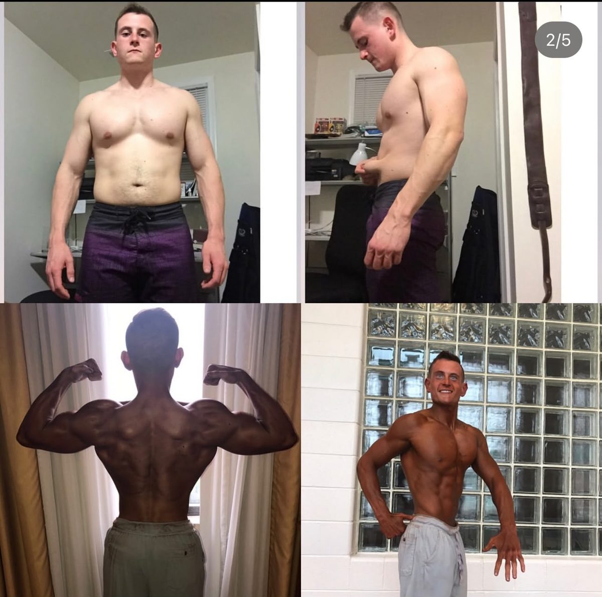Client before-and-after physique competition transformation